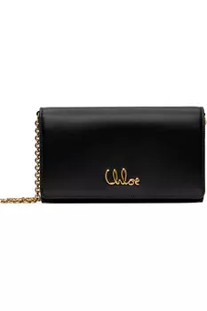 Кошелек на цепочке Chlo с фирменным клапаном Chlo, черный