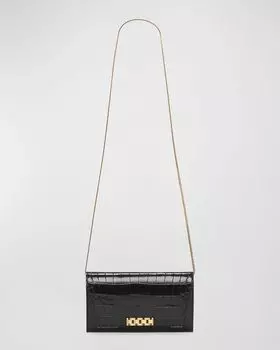 Кошелек на цепочке с тиснением под крокодила Victoria Beckham, цвет Black