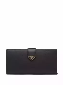 Кошелек на кнопке с логотипом Prada, черный