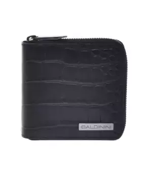 Кошелек на молнии из черной кожи с крокодиловым принтом Baldinini, черный