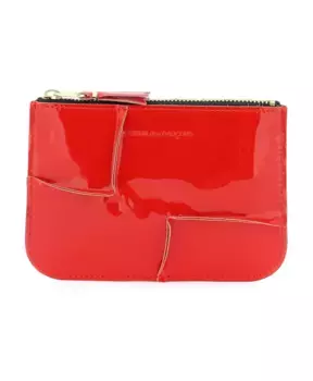 Кошелек на молнии из лакированной кожи Comme Des Garons, красный