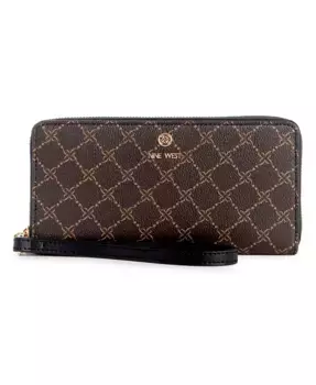 Кошелек на молнии Lockup 9 с браслетом Nine West, коричневый