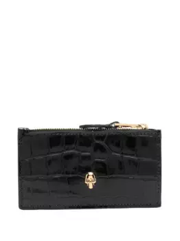 Кошелек на молнии с декором Skull Alexander McQueen, черный
