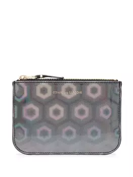 Кошелек на молнии с геометричным узором Comme Des Garons Wallet, черный