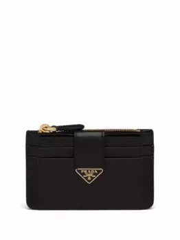Кошелек на молнии с логотипом Prada, черный