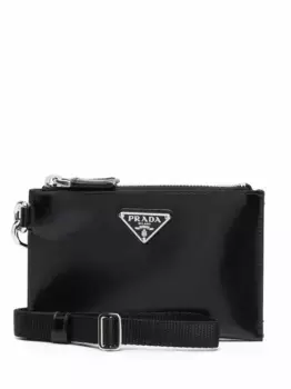 Кошелек на молнии с логотипом Prada, черный