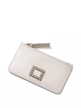 Кошелек на молнии, украшенный стразами Roger Vivier, розовый