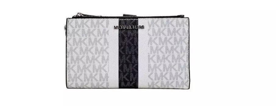 Кошелек на запястье Jet Set Optic White Multi Striped PVC Large Double Zip Michael Kors