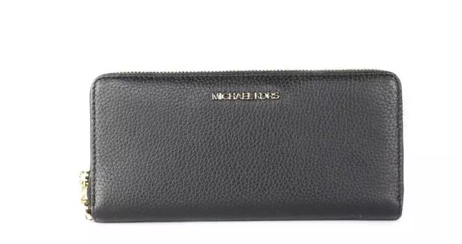 Кошелек на запястье Jet Set Travel, большой, черный, из кожи Pebble Michael Kors