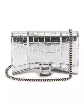 Кошелек «Песочные часы» на цепочке Balenciaga, серебряный