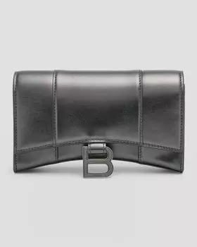 Кошелек «Песочные часы» на цепочке, металлизированный Balenciaga, цвет 1314 Steel Grey