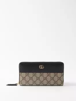 Кошелек petite marmont gg-supreme из ткани и кожи Gucci, бежевый