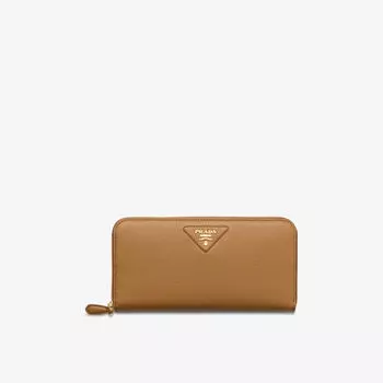 Кошелек Prada кожаный с логотипом, коричневый