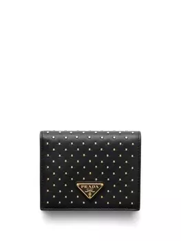 Кошелек Prada с заклепками, черный