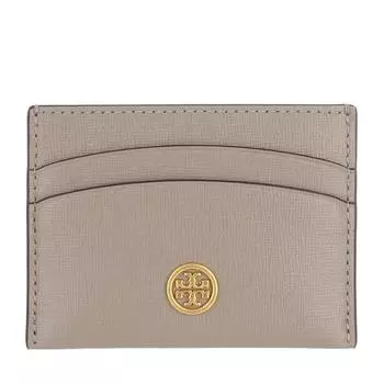 Кошелек robinson card case gray Tory Burch, серый
