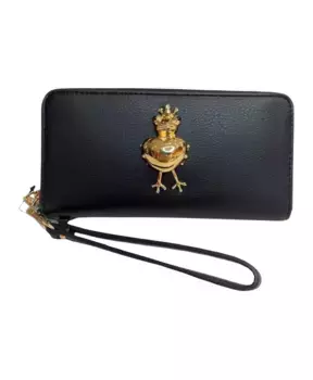 Кошелек с аппликацией в виде золотой металлической лягушки Love Moschino, черный