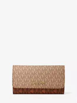 Кошелек с большим фирменным логотипом Jet set, складывающийся втрое Michael Kors, коричневый