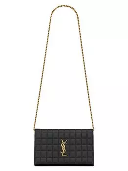 Кошелек с цепочкой Cassandre Matelass Carr из кожи ягненка Saint Laurent, черный