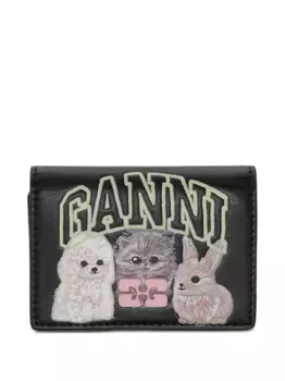 Кошелек с графичным принтом GANNI, черный