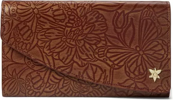 Кошелек с клапаном-аккордеоном 1174 Anuschka, цвет Tooled Butterfly Wine