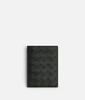 Кошелек с клапаном Intrecciato Bottega Veneta, темно-зеленый