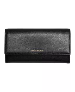 Кошелек с кнопкой логотипом и отделениями для карт Emporio Armani, черный