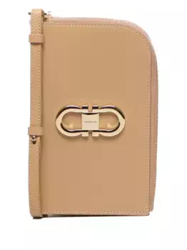 Кошелек с круговой молнией и декором Gancini Ferragamo, нейтральный