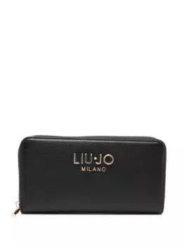 Кошелек с круговой молнией и логотипом LIU JO, черный