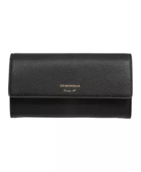 Кошелек с логотипом на кнопке и отделениями для карт Emporio Armani, черный