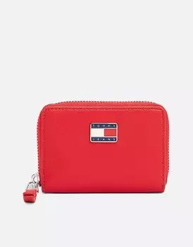 Кошелек с логотипом на молнии ярко-красного цвета Tommy Jeans
