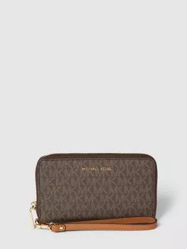 Кошелек с логотипом по всей поверхности, модель JET SET MICHAEL Michael Kors, темно-коричневый
