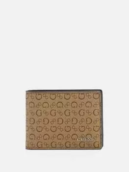 Кошелек с логотипом в два сложения Guess Factory, цвет mocha