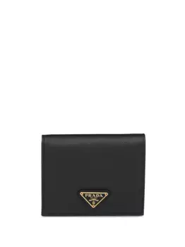Кошелек с металлическим логотипом Prada, черный