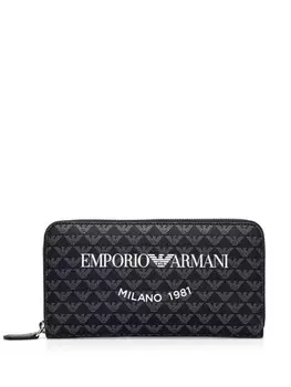 Кошелек с монограммой Emporio Armani, черный