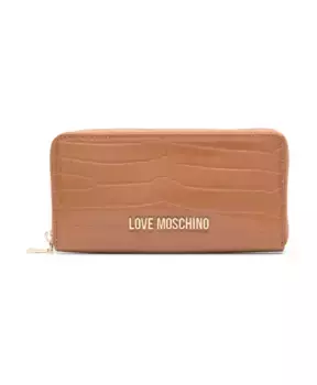 Кошелек с тиснением под крокодила Love Moschino, коричневый