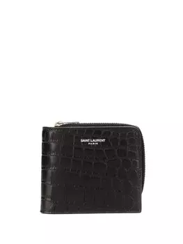 Кошелек с тиснением под крокодила Saint Laurent, черный