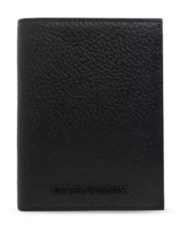 Кошелек с тисненым логотипом Emporio Armani, черный