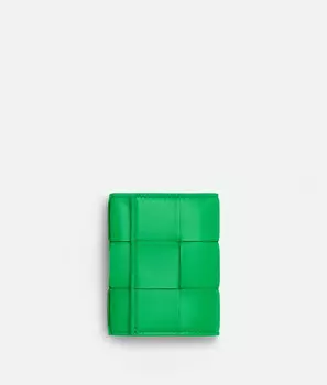 кошелек с тройным сложением на молнии Bottega Veneta, зеленый
