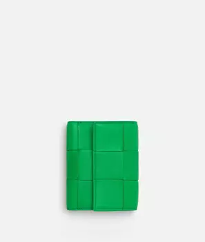 кошелек с тройным сложением на молнии Bottega Veneta, зеленый