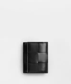 кошелек с тройным сложением на молнии Bottega Veneta, черный