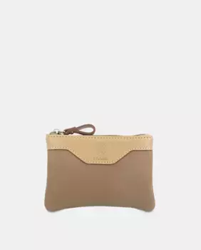 Кошелек с визитницей из воловьей кожи и черного канваса El Potro, коричневый