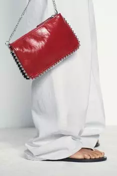 Кошелек с заклепками ZARA, красный