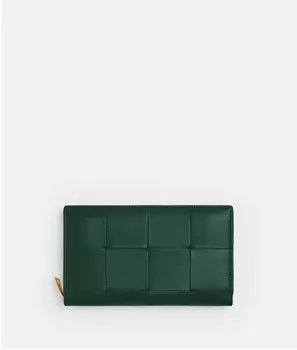 Кошелек с застежкой-молнией Bottega Veneta, изумрудно-зеленый