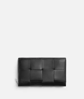 Кошелек с застежкой-молнией Bottega Veneta, зеленый/черный