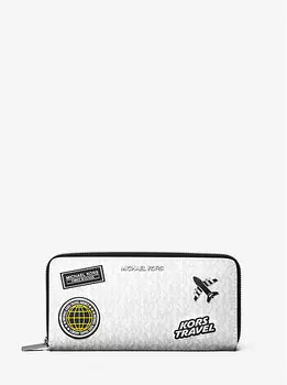 Кошелек с застежкой-молнией и логотипом Cooper Michael Kors, белый