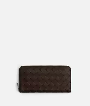 Кошелек с застежкой-молнией Intrecciato Bottega Veneta, карамельный