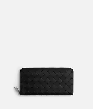 Кошелек с застежкой-молнией Intrecciato Bottega Veneta, черный