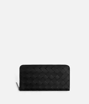 Кошелек с застежкой-молнией Intrecciato Bottega Veneta, черный