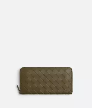 Кошелек с застежкой-молнией Intrecciato Bottega Veneta, темно-бежевый