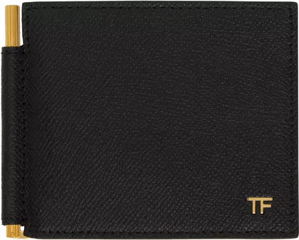 Кошелек с зажимом для денег из мелкозернистой кожи TOM FORD, черный